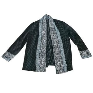 Chico's Travelers Crushed Texture Cardigan Open Front Women 2 Large Green Black